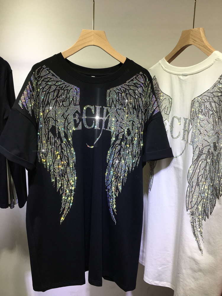 Streetwear Clothing Brands - L-4XL Oversize strass Angel Wings Harley